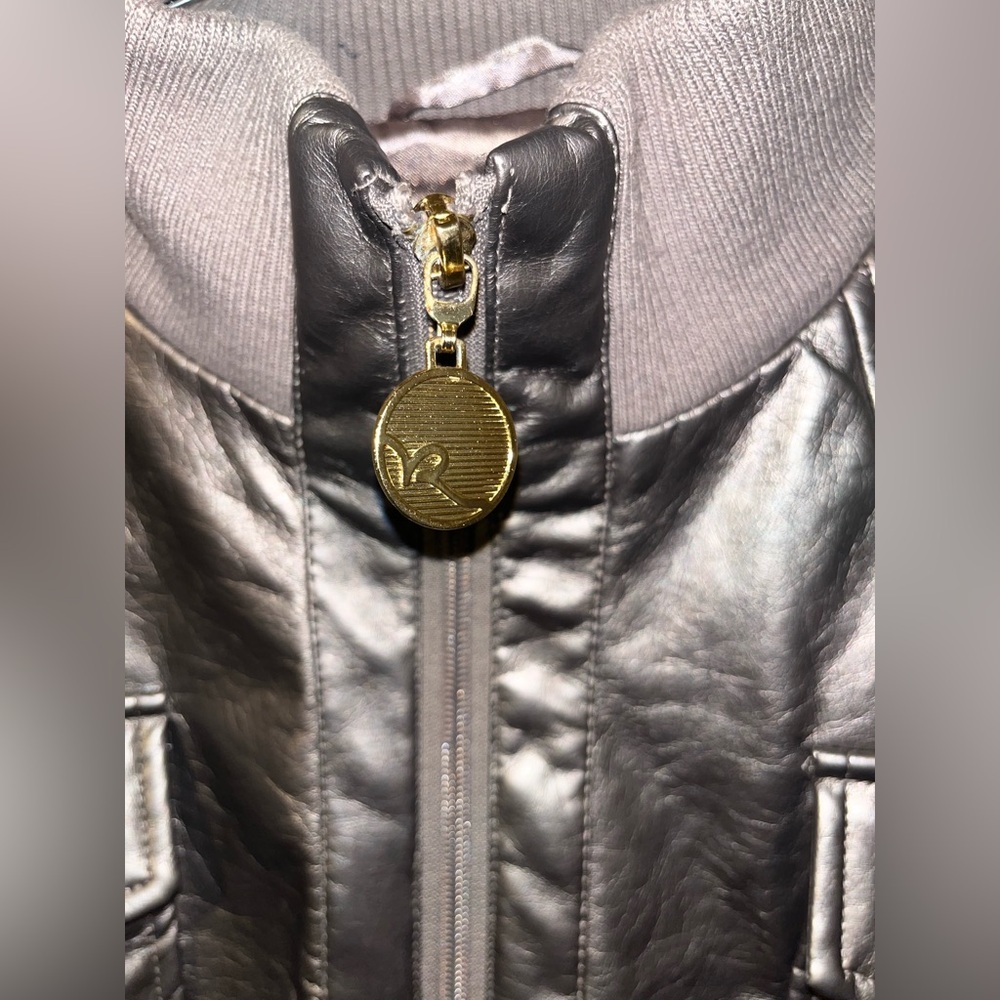 Vintage Rocawear Metallic Gold Jacket Faux Leather Y2K Bomber Women’s Size 1X​ - Picture 3 of 8